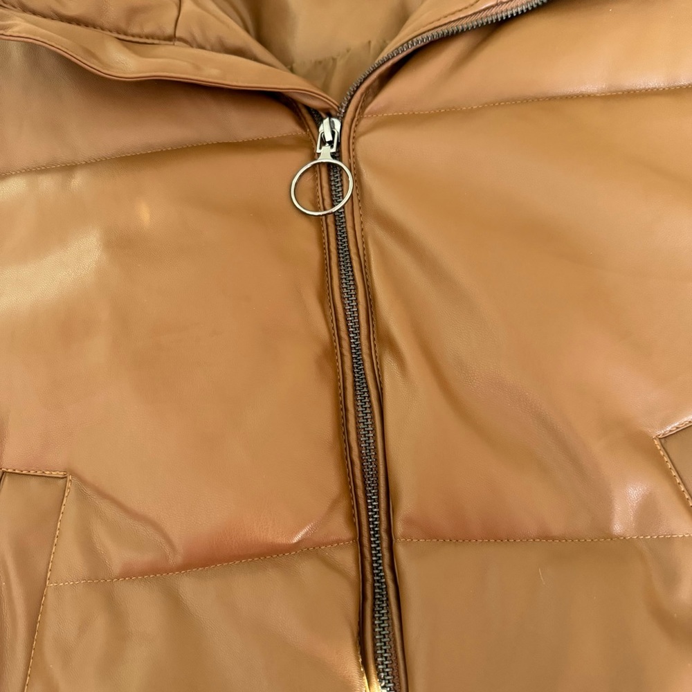 Coffee Shop brown pleather puffer coat - Picture 5 of 6
